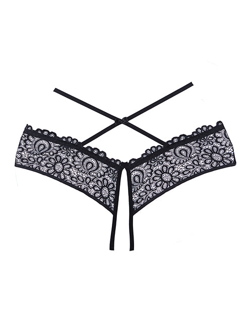 Adore Crayzee Open Panty w/Criss Cross Waist Straps & Lace Black O/S – product image 4 – SKU AA1103-BK-OS