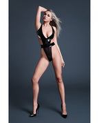Allure Crave Me Latex Look Vinyl and Mesh Teddy – product image 2 – SKU AL2010-BK-S0