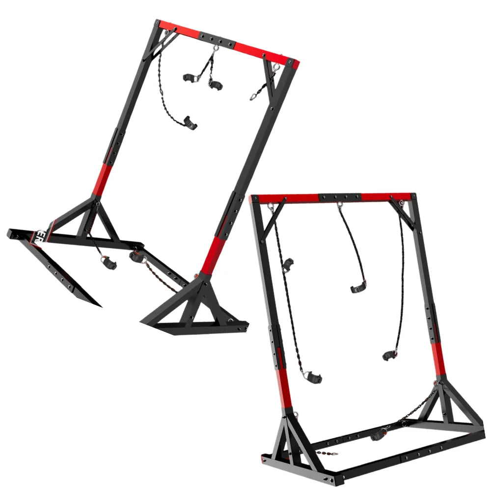 Metal Bondage Restraint Frame with Chains, Cuffs and Stool – image 1