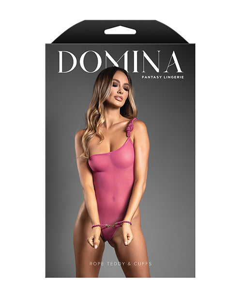 Domina One-Shoulder Sheer Mesh Teddy w/Rope Cuffs – product image 4 – SKU FTD2414-PK-LX