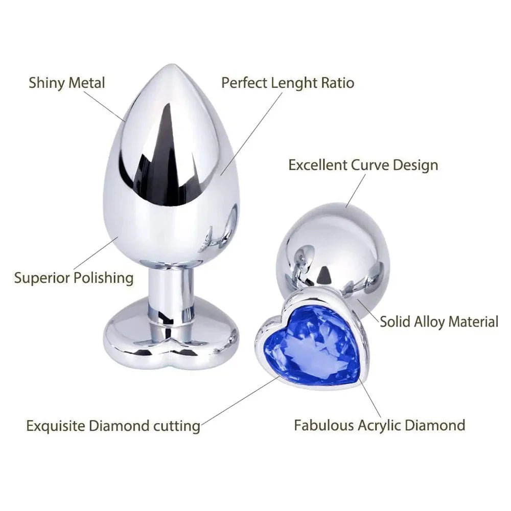 Stainless Steel Anal Plug with Crystal Heart – image 5