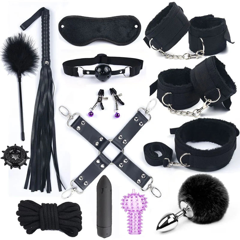 BDSM Bondage Set with Rabbit-Tail Plug and 10-Speed Vibrator – image 1