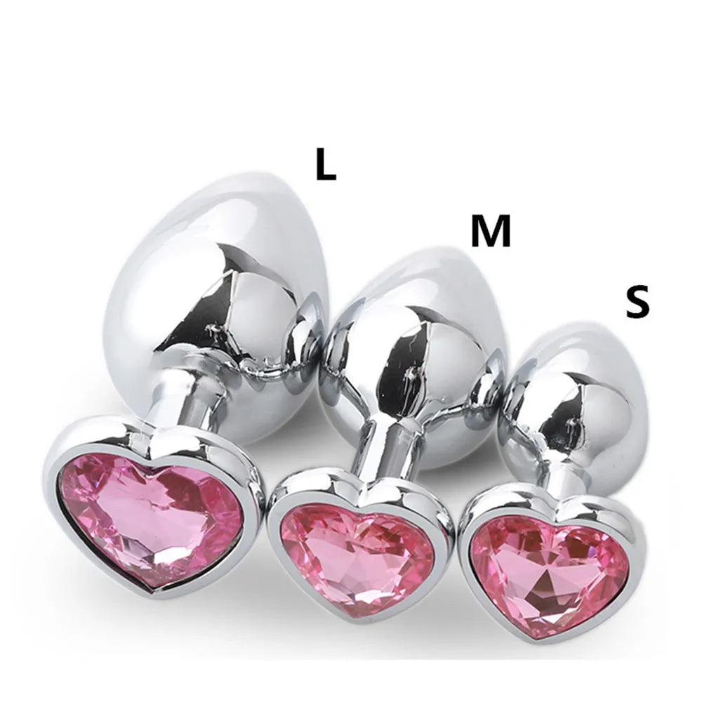 Stainless Steel Anal Plug with Crystal Heart – image 3