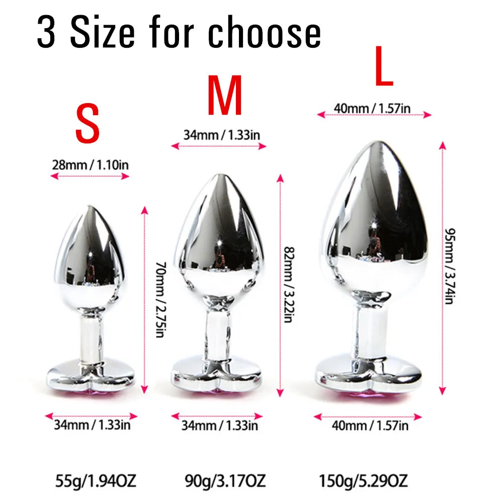 Stainless Steel Anal Plug with Crystal Heart – image 2