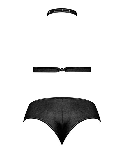 Lust Juno Top w/Velcro Choker Neck & Mini Short Black  S/M – product image 5 – SKU LST244-BK-SM