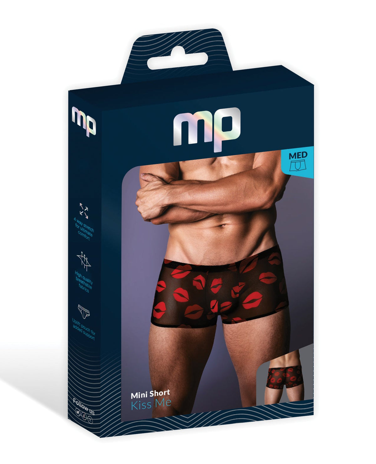 Kiss Me Stretch Mesh Mini Short Blk/Rd SM – product image 3 – SKU MP145232-BR-S0