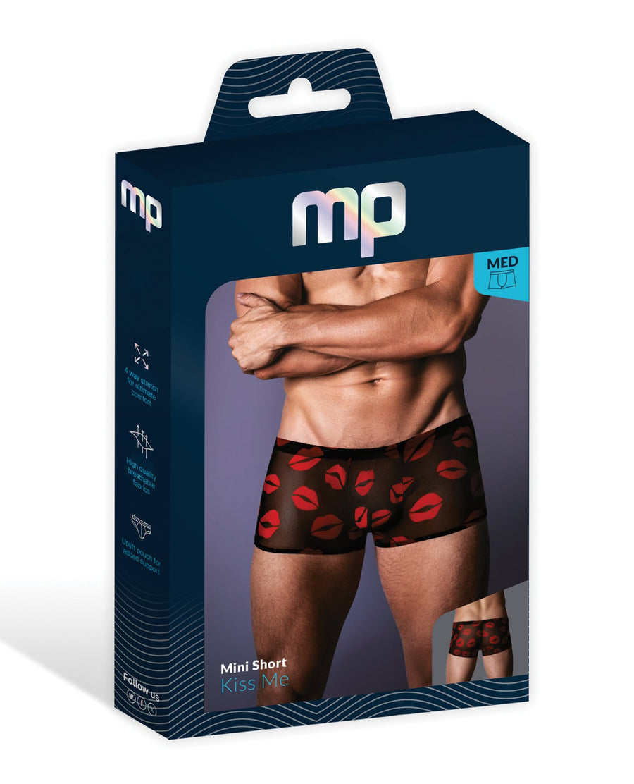 Kiss Me Stretch Mesh Mini Short Blk/Rd SM – product image 3 – SKU MP145232-BR-S0