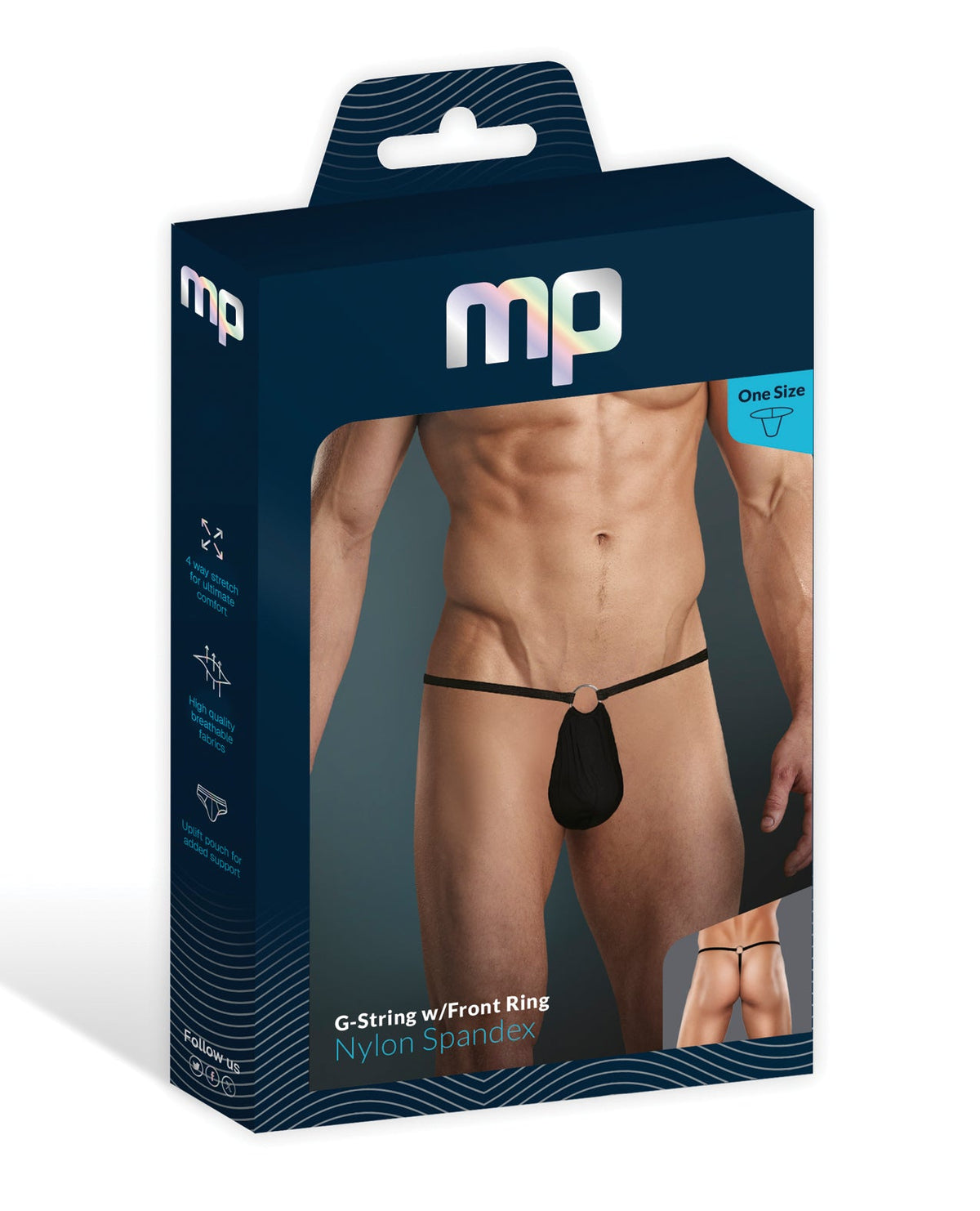 G-String w/Front Ring Black O/S – product image 3 – SKU MP421B