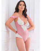 Cassandra Lace & Mesh Teddy w/Ruffle Details – product image 4 – SKU OLL5111551-PK-X0