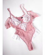 Cassandra Lace & Mesh Teddy w/Ruffle Details – product image 6 – SKU OLL5111551-PK-X0