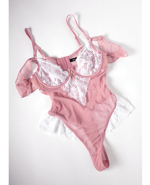 Cassandra Lace & Mesh Teddy w/Ruffle Details – product image 6 – SKU OLL5111551-PK-X0