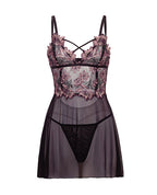 Adela Embroidered Boned Lace and Mesh Babydoll w/G-String 2 pc Set – product image 3 – SKU OLL7512054-BP-1X