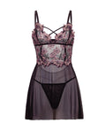 Adela Embroidered Boned Lace and Mesh Babydoll w/G-String 2 pc Set – product image 3 – SKU OLL7512054-BP-2X