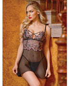 Adela Embroidered Boned Lace and Mesh Babydoll w/G-String 2 pc Set – product image 4 – SKU OLL7512054-BP-X0