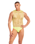 Rainbow Party Full Effect Large Mesh Unitard 2 pc Set w/Thong – product image 1 – SKU RPRR42001-YL-SM