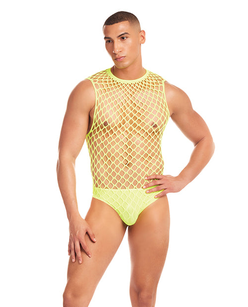 Rainbow Party Full Effect Large Mesh Unitard 2 pc Set w/Thong – product image 1 – SKU RPRR42001-YL-SM