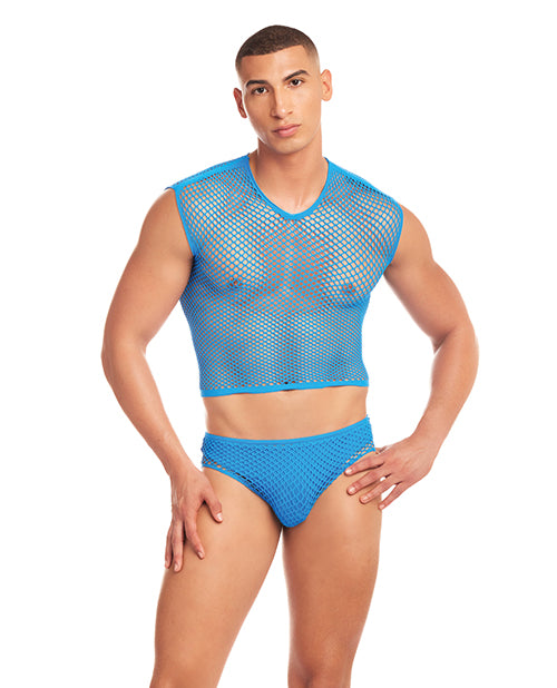 Rainbow Party Net-Flex Large Mesh 3 pc Set w/Thong – product image 1 – SKU RPRR43001-BL-LX