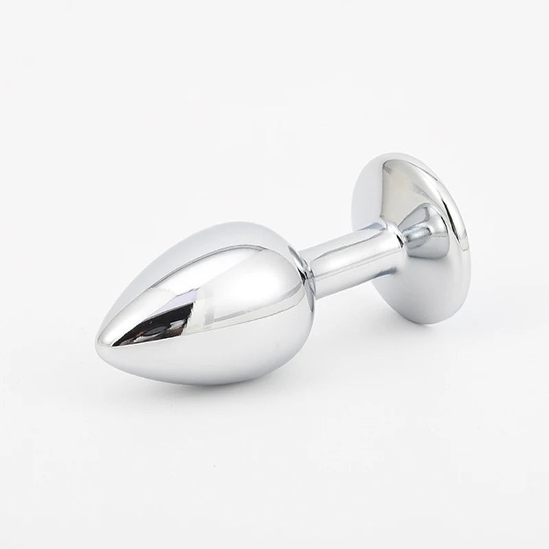 Stainless Steel Anal Plug with Colored Crystal Accent – image 6