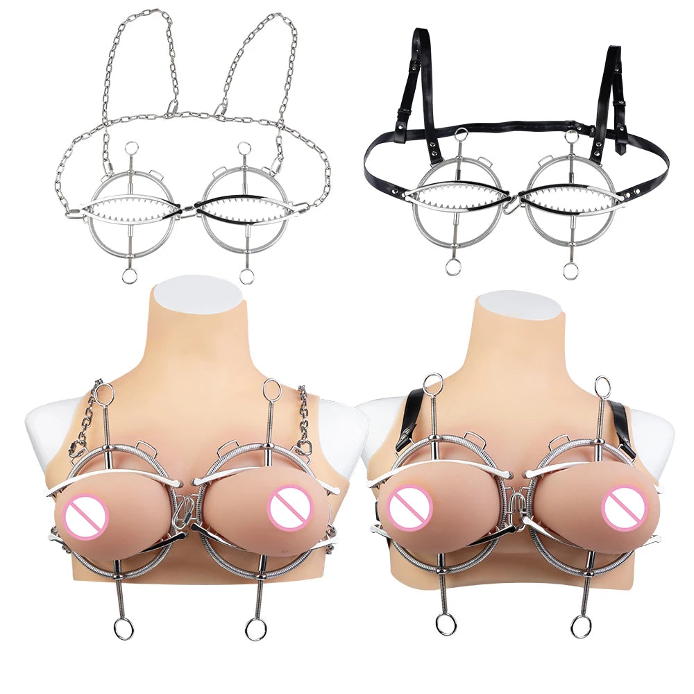 Metal Nipple Clamps with Spikes and Chain – image 1