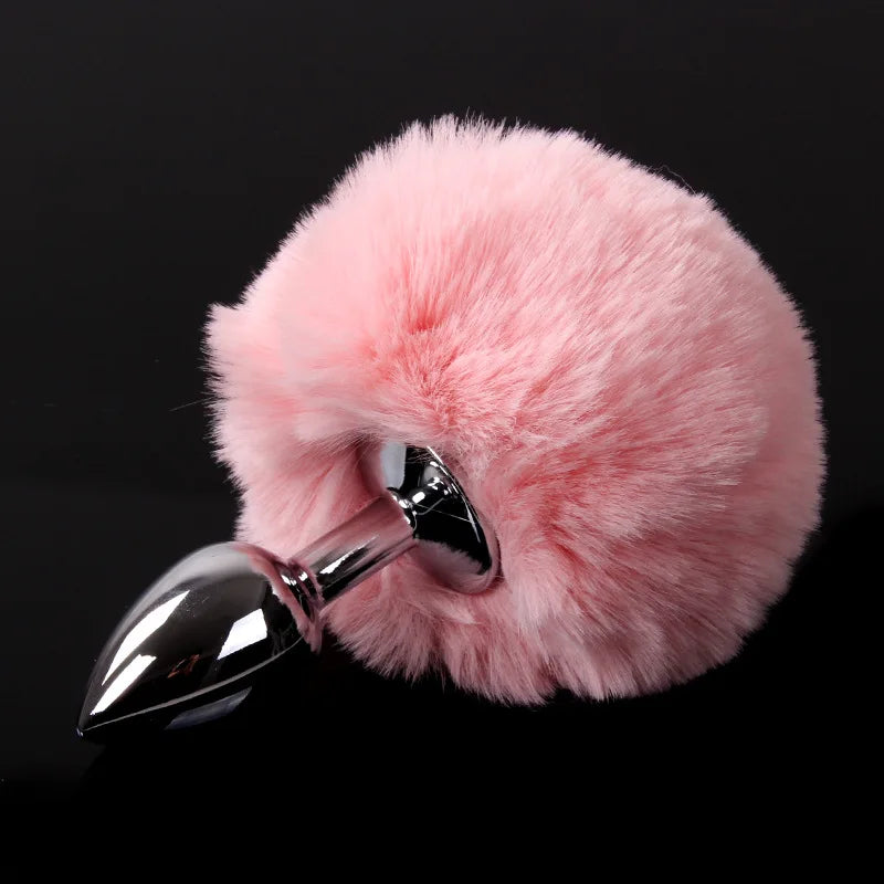 Rabbit Tail Anal Plug with Pull Beads – image 1