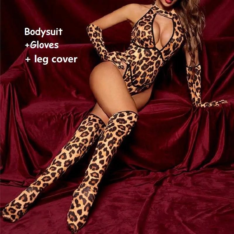 Women's Leopard V-Neck Costume Bodysuit – image 8