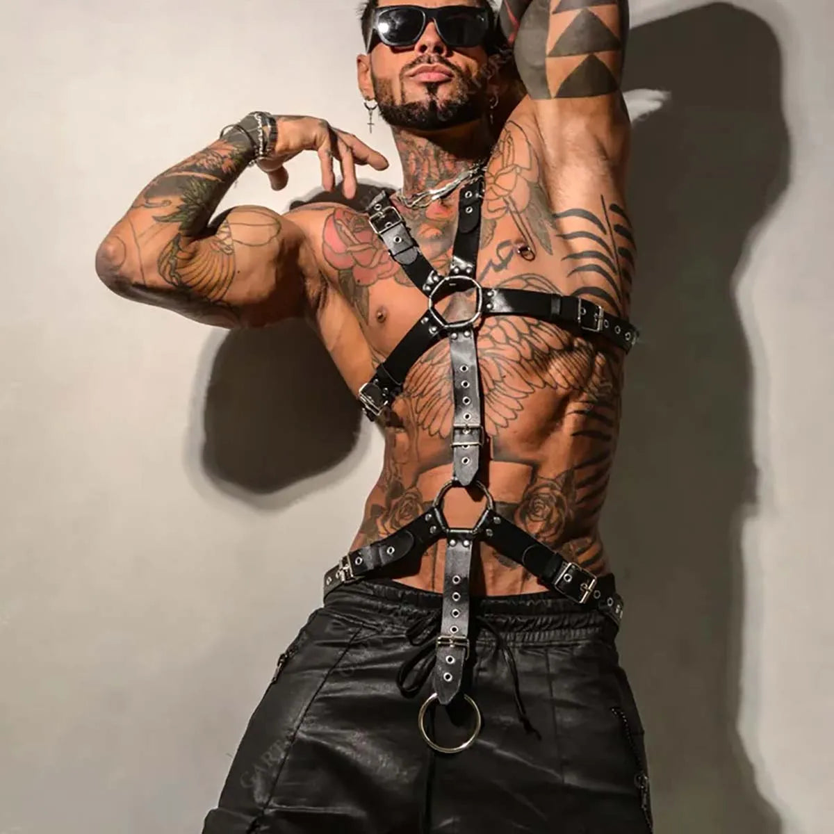 Men's Leather Chest Harness with Adjustable Straps – image 4