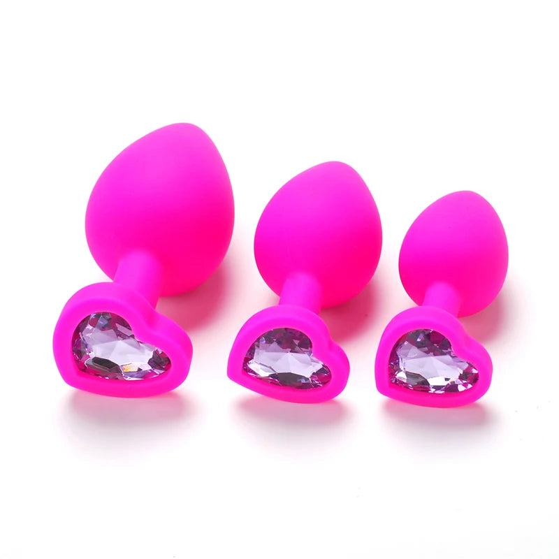 Silicone Anal Training Plug with Heart Crystal – image 4