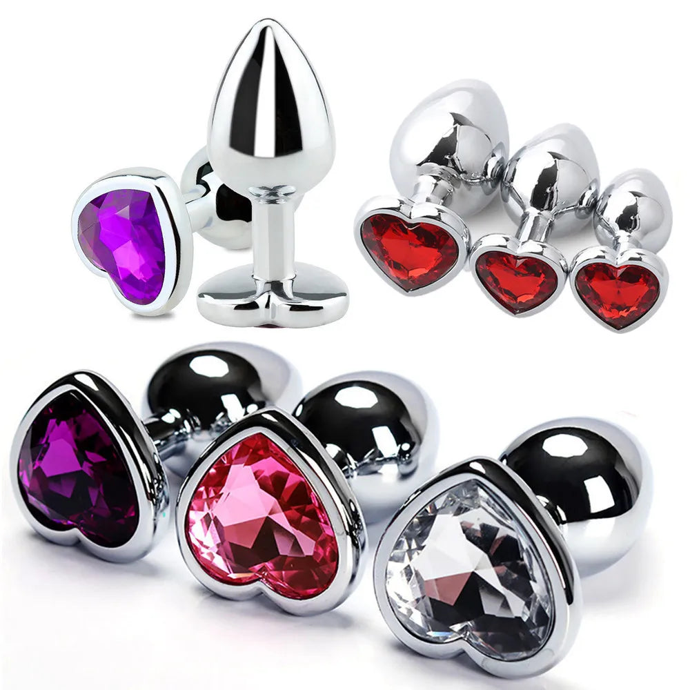 Stainless Steel Anal Plug with Crystal Heart – image 1