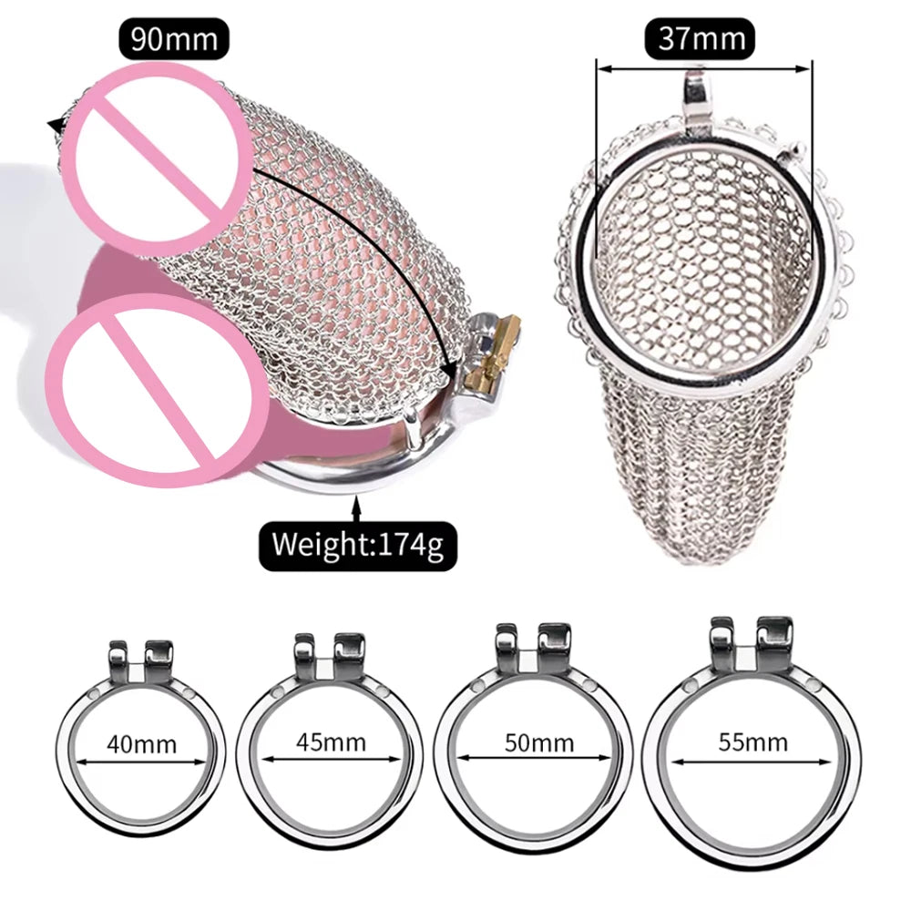 Soft Mesh Male Chastity Cage with Stainless Steel Ring – image 6