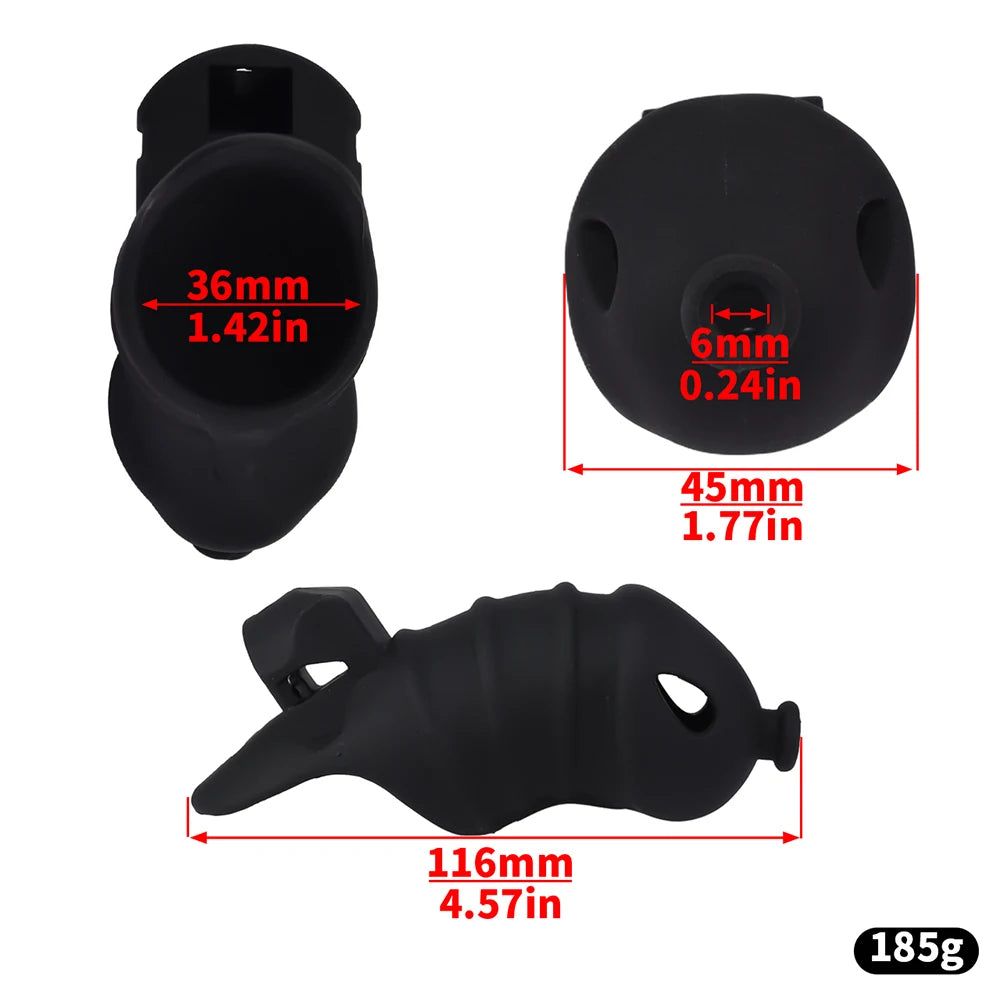 Long Silicone Penis Chastity Cage Set with Harness – image 5
