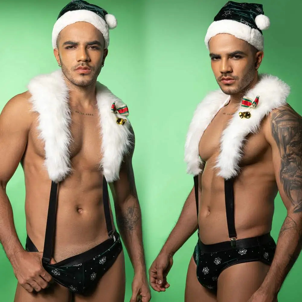 Men's Hollow-Out Santa Claus Lingerie Bodysuit – image 4