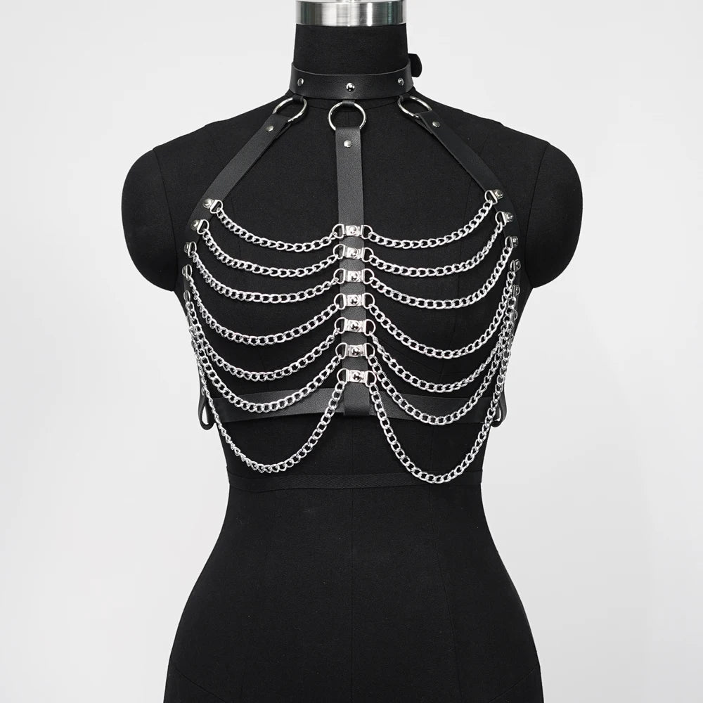 Gothic Leather Body Harness Lingerie – image 11