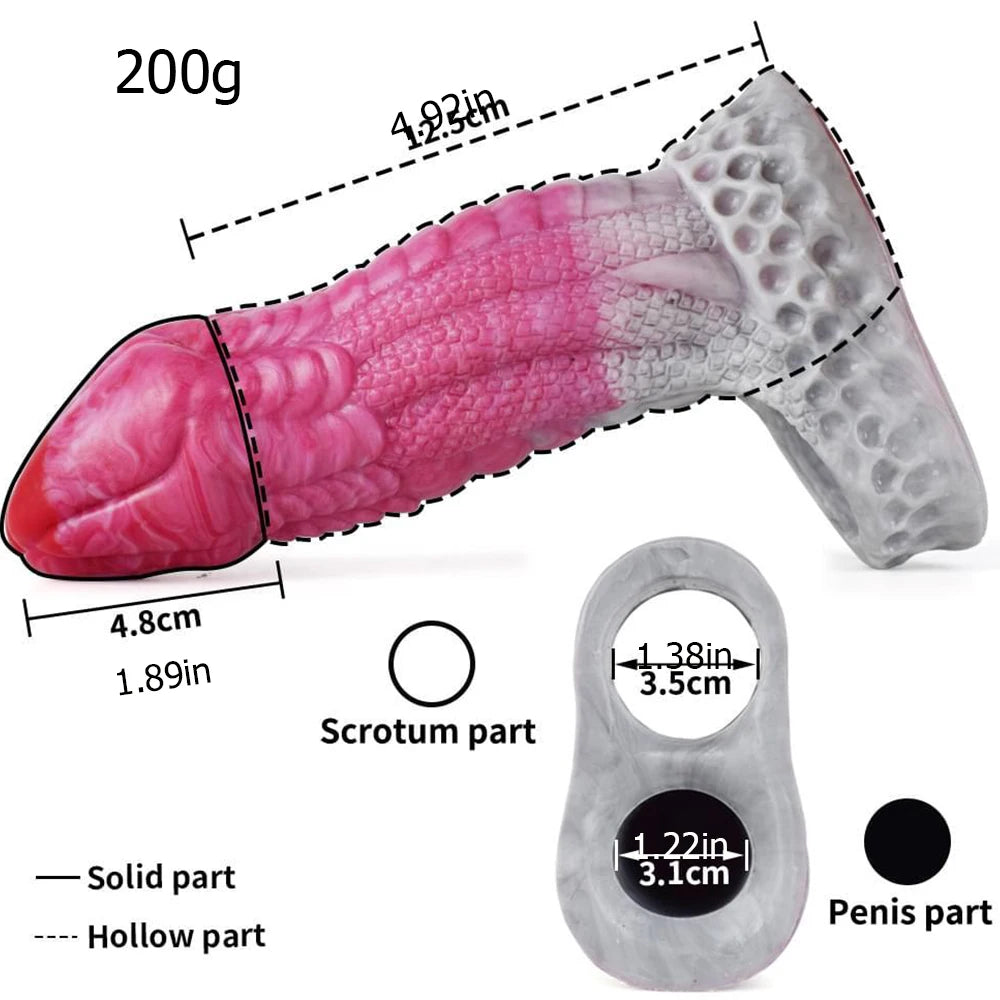 Silicone Dragon Ripple Penis Sleeve with Ring – image 6