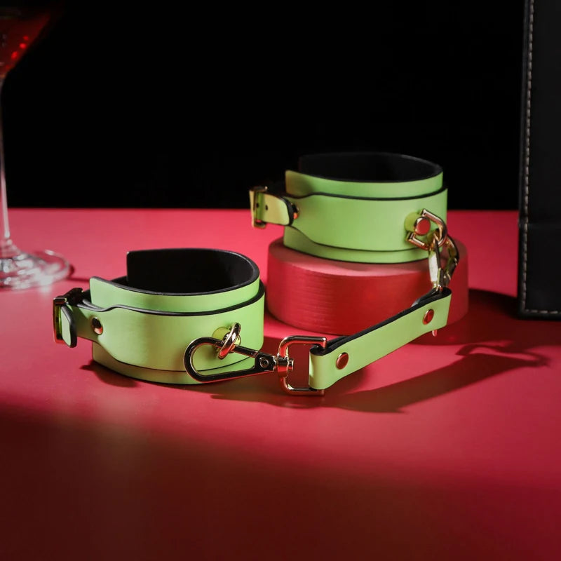 Fluorescent Leather Bondage Cuffs – image 4