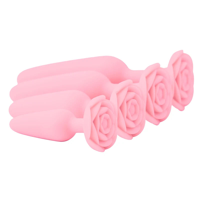 Anal Butt Plug with Rose Base in Silicone – image 3