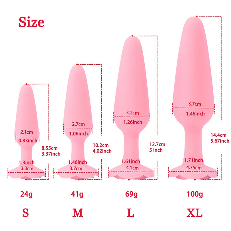 Anal Butt Plug with Rose Base in Silicone – image 4