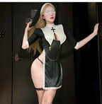 Women's Hollow-Out Nun Roleplay Bodysuit Costume – image 3