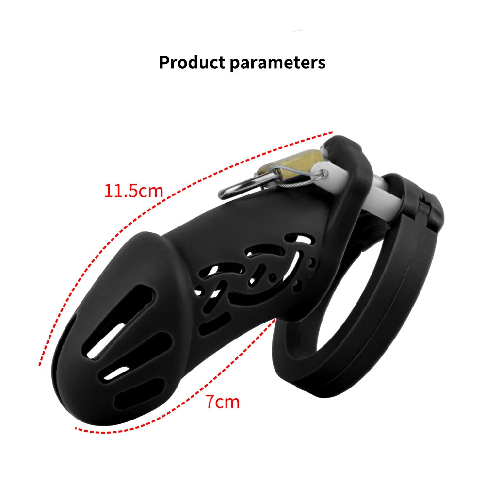 Silicone Male Chastity Cage with 5 Penis Rings – image 4