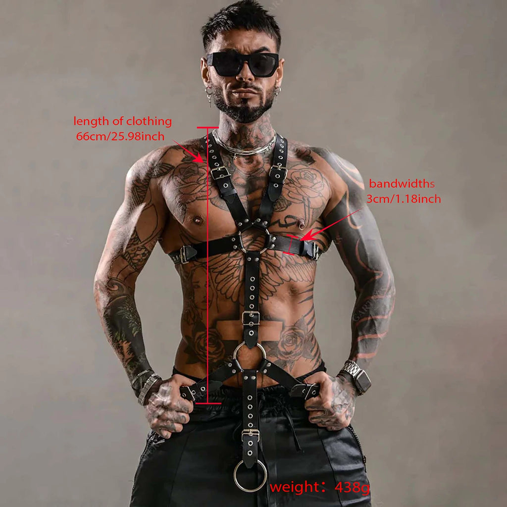 Men's Leather Chest Harness with Adjustable Straps – image 6