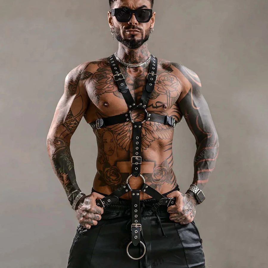 Men's Leather Chest Harness with Adjustable Straps – image 1