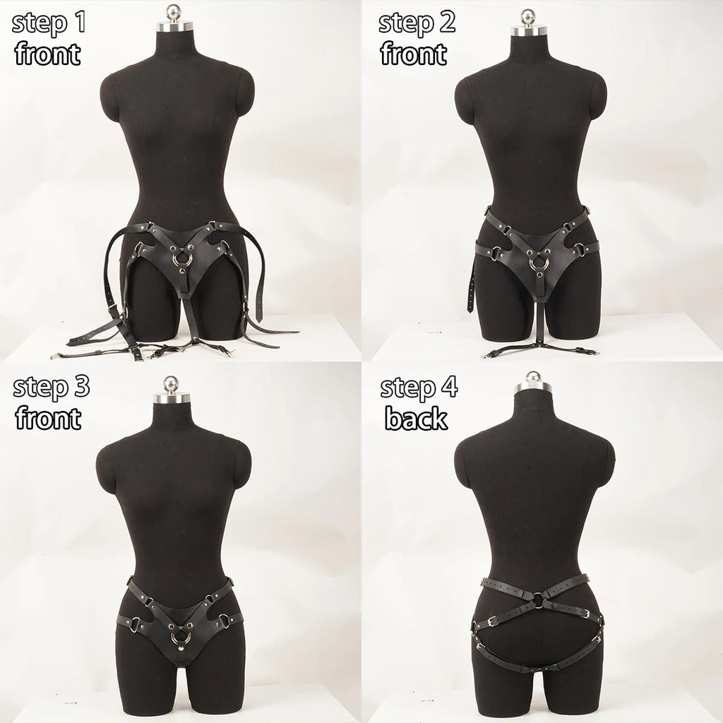 Thigh Garter Leg Harness in Black Gothic PU – image 6