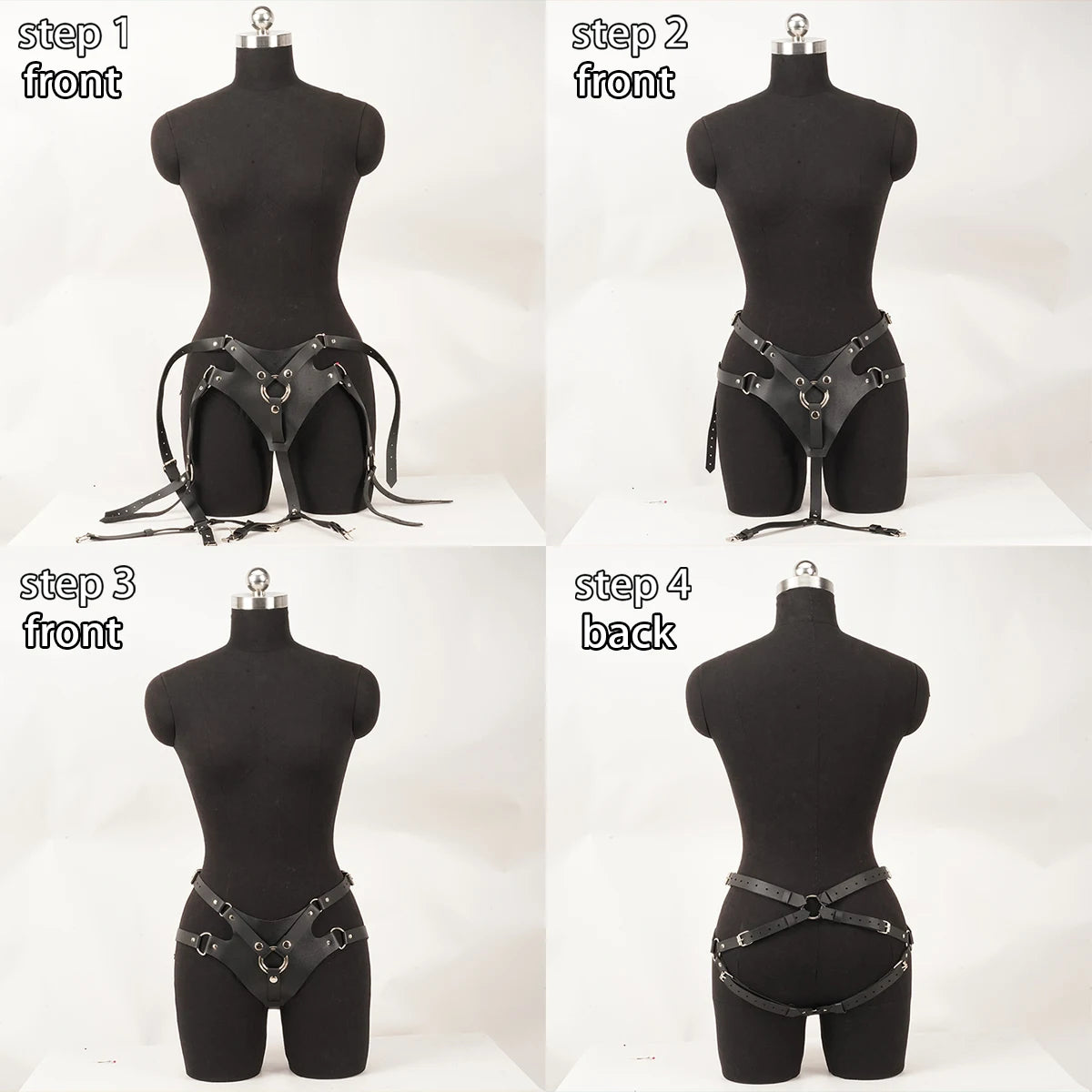 Thigh Garter Leg Harness in Black Gothic PU – image 6