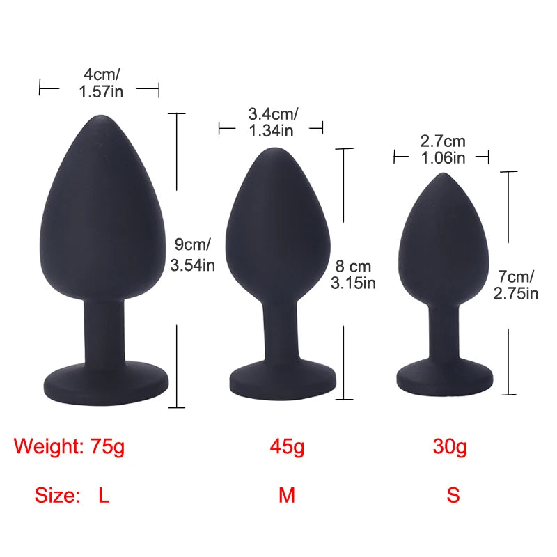 Silicone Anal Training Plug with Heart Crystal – image 2