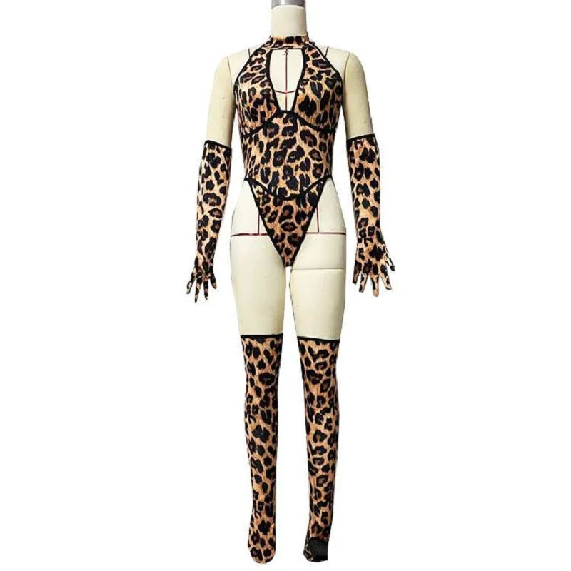 Women's Leopard V-Neck Costume Bodysuit – image 6