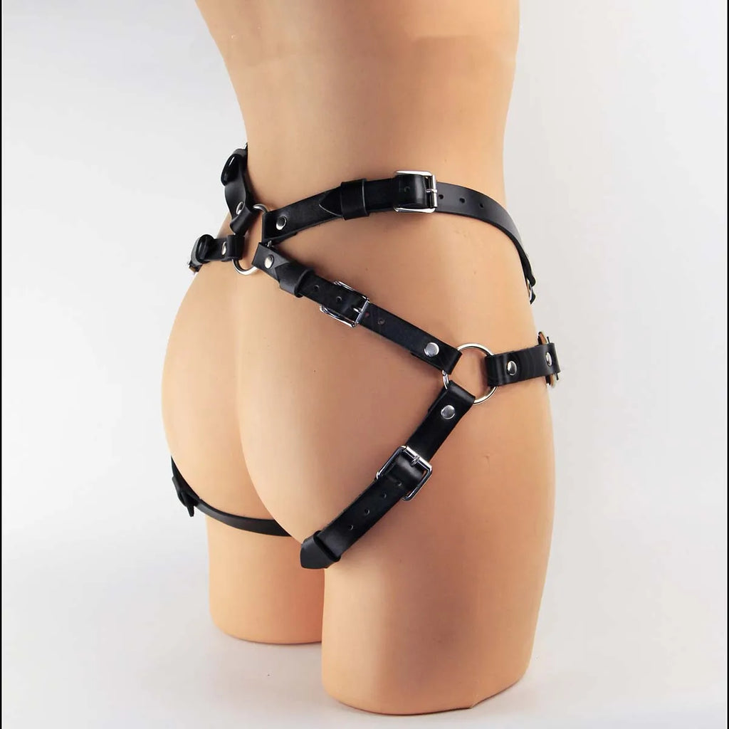 Thigh Garter Leg Harness in Black Gothic PU – image 3