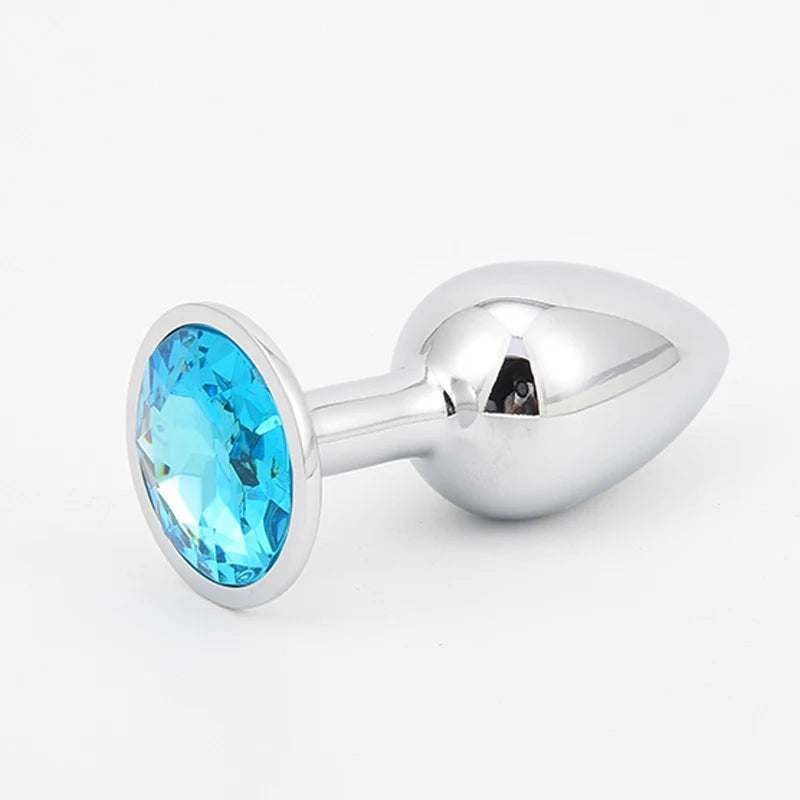 Stainless Steel Anal Plug with Colored Crystal Accent – image 5
