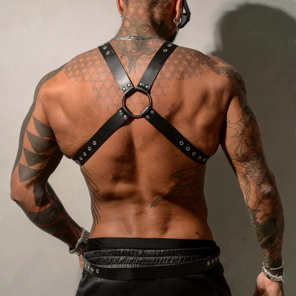 Men's Leather Chest Harness with Adjustable Straps – image 5