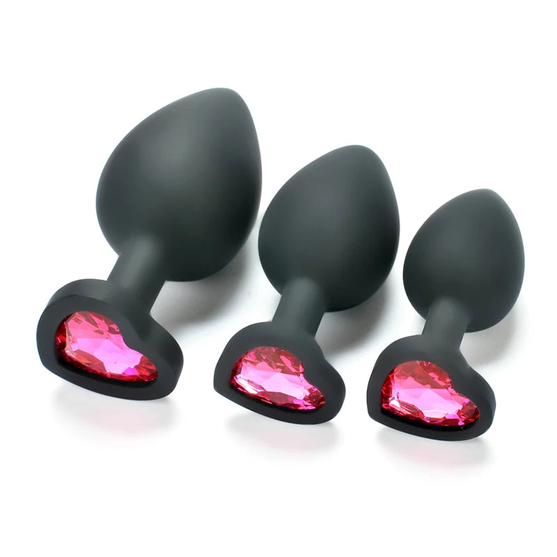 Silicone Anal Training Plug with Heart Crystal – image 3