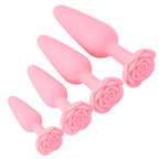 Anal Butt Plug with Rose Base in Silicone – image 1
