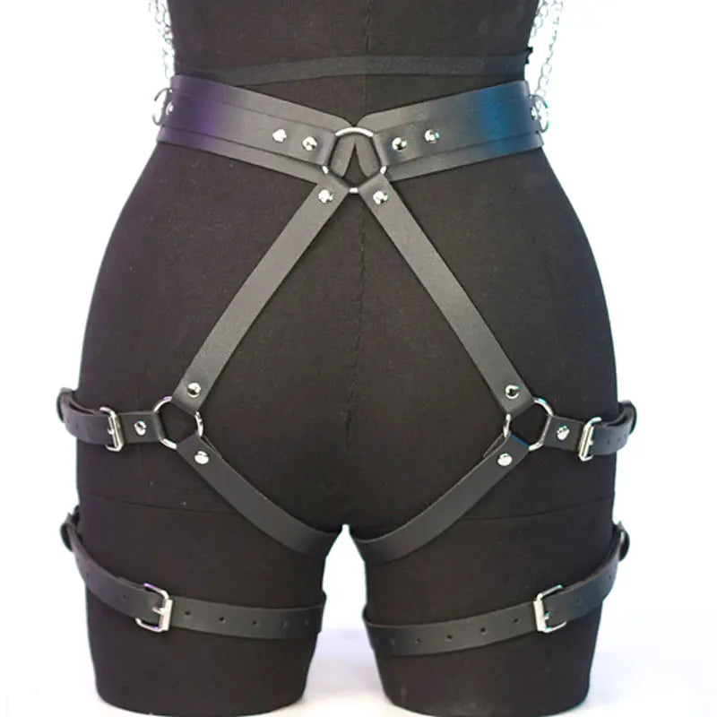 Gothic Leather Body Harness Lingerie – image 9